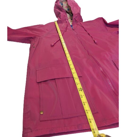 JG Hook Floral Lined Rain Jacket Size Small | Raspberry Pink Hooded Waterproof - Picture 9 of 12